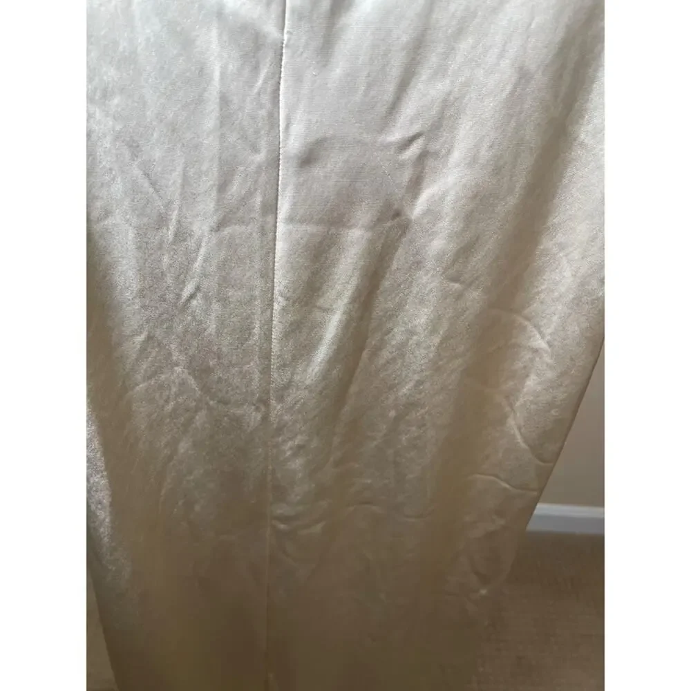 SELF-PORTRAIT Satin Flower Floral Champagne Off the Shoulder Maxi Dress Size 2 - Picture 10 of 13